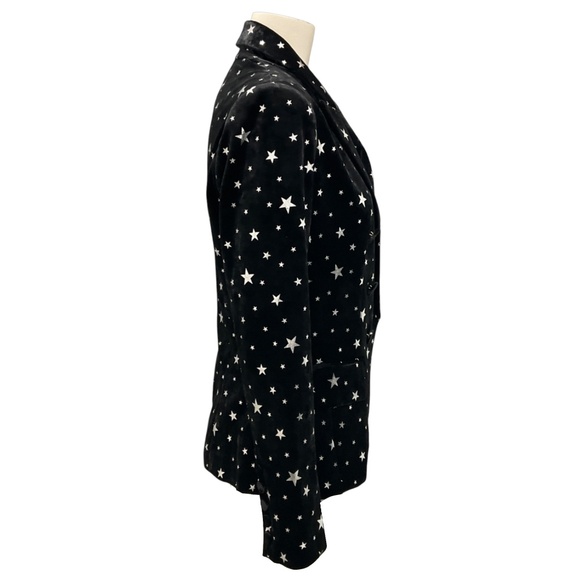 L'AGENCE BLACK / SILVER KENZIE VELVET AND METALLIC STAR BLAZER - Picture 2 of 5